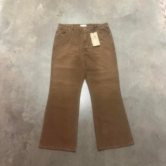 Y2K American eagle men's brown corduory bootcut pants wide‎ leg flare 34 - Picture 3 of 7